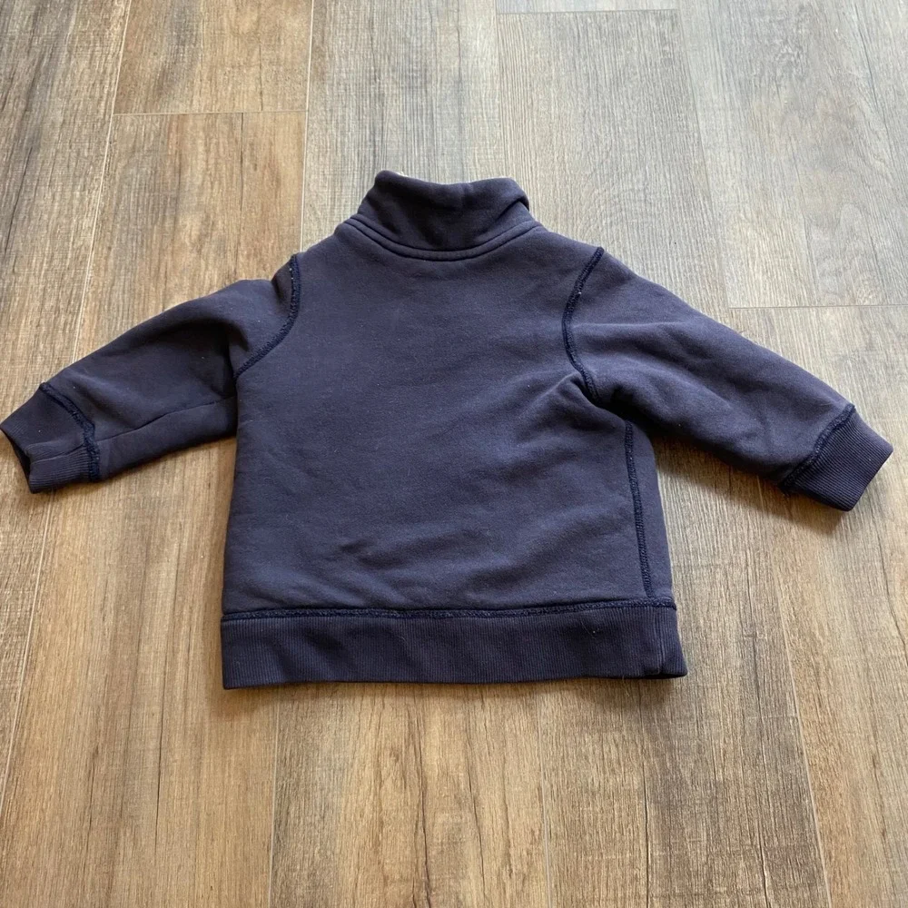 The Childrens Place Boys Navy Blue Athletics 63 Sherpa‎ Collar Zip Hoodie 3T